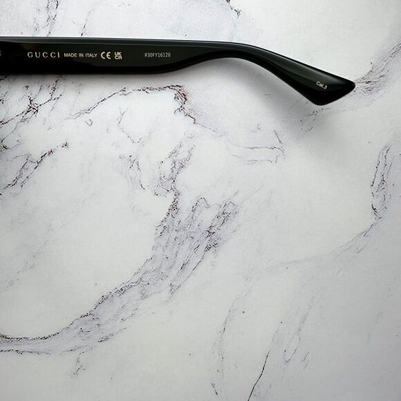 Gucci Black Square Gold GG Logo Made In Italy Authentic Men's Sunglasses - Picture 13 of 16